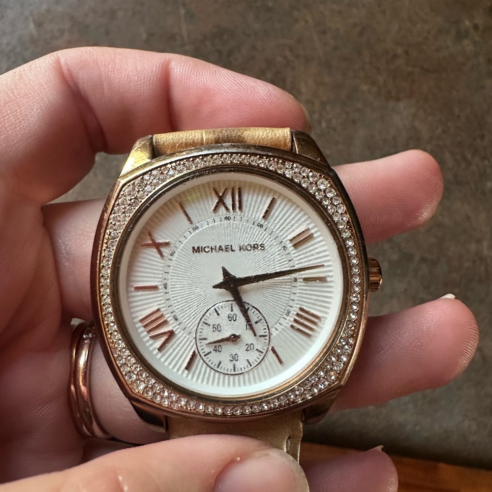 Michael Kors Rose Gold Watch with Crystal Bezel